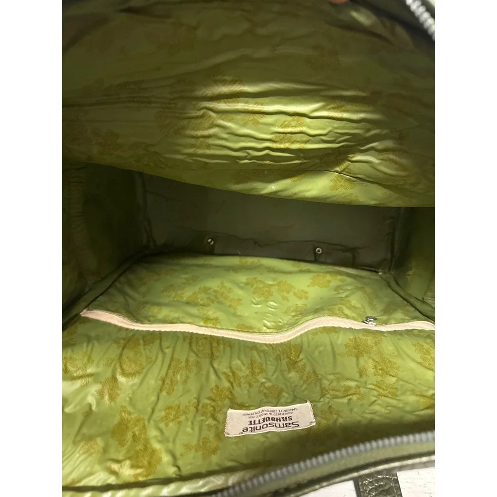 Vintage Samsonite Silhouette Olive Green Pebbled Carry On Travel Bag Case